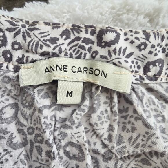 #404 Anne Carson Black and White Patterned Blouse Medium - Picture 3 of 3